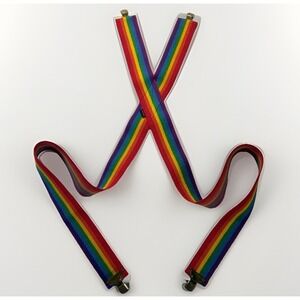 VTG 70s 80s Honcho Rainbow Suspenders Mork &‎ Mindy Colorful Kidcore Groovecore